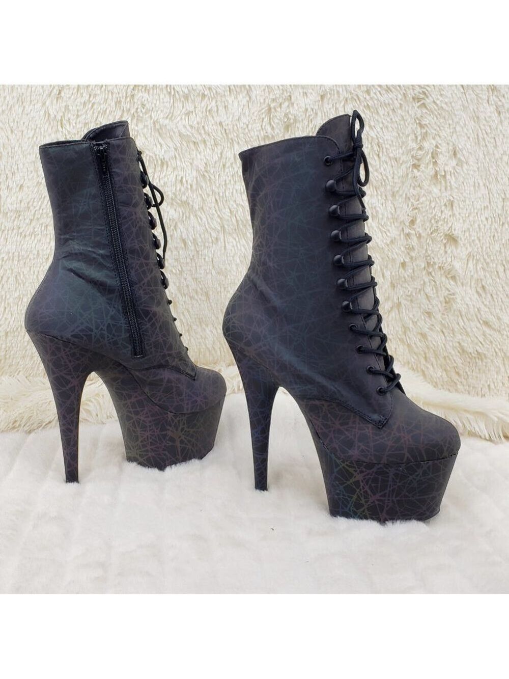 Reflective Geometric Platform High Heel Ankle Boots - Picture 9 of 17
